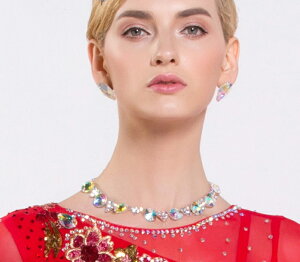 社交ダンス用アクセサリー ラインストーン ネックレス 上品 ゴージャス 豪華 ショー ダンスイベント ワルツ タンゴ ルンバ ラテンドレスネックレス アクセサリー モダンネックレス ビジュ