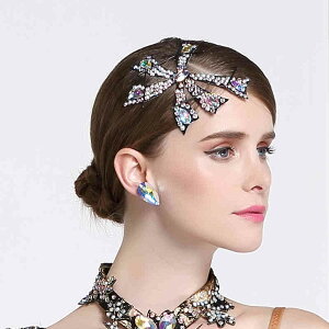 レディース ヘッドドレス ヘッドアクセサリー 髪飾り 上品 ゴージャス ドレッシー 豪華 ヘッドピース ワルツ タンゴ ルンバ ラテン衣装アクセサリー 社交ダンスアクセサリー 大きめ 大きい