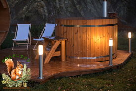 1年間保証！薪風呂・特別なオファー・工場で組み立て済み！有利なバーゲン！外室お風呂、木風呂、露天風呂、浴槽、バス、スパ、サウナ【1,8m х 1,8m・外ストーブ】