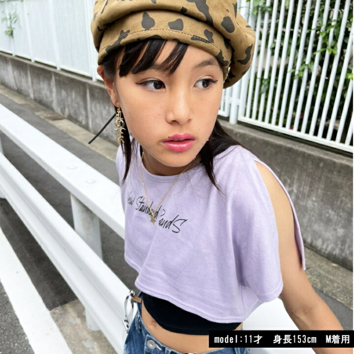 楽天市場 日本製 綿100 アシメベリーショートt メール便8 ｔシャツ 短め ショート丈 半袖 へそだし フレンチ ドルマン キッズ ジュニア ガールズ 女の子 ダンス ヒップホップ ダンスウェア 衣装 派手 ラメ ロゴ ラメ 重ね着 コットン オルチャン 韓国 セール