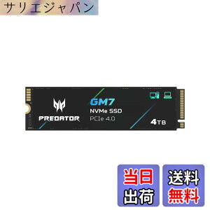�y���������zAcer Predator M.2 SSD 4TB GM7 NVMe2.0 2280 PCIe Gen4x4 ������(�ő�ǂݎ��F7400MB/s�A�ő发�����݁F6500MB/s) ����SSD ���ϋv 3D NAND TLC PS5/PS5 Pro����m�F�ς� ���[�J�[5�N
