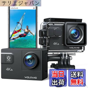 �y���������zWOLFANG �A�N�V�����J���� 4K 24MP�����J���� WiFi�@�\ �ϗh�� ���[40���[�g�� HDMI�o�� 1350mAh��e�ʃo�b�e���[2���� 170°�L�p�����Y �����R�� �w�b�h�Z�b�g�J���� �O���}�C�N �L�x��