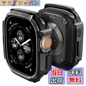 �y���������zSpigen Apple Watch �P�[�X 49mm�yApple Watch Ultra2 / Ultra �Ή��z���� �Ռ��z�� ���h�~ �ϏՌ� �ی�J�o�[ �A�b�v���E�H�b�`�P�[�X ���M�b�h�E�A�[�}�[ ACS05456 (�}�b�g�E�u���b�N)