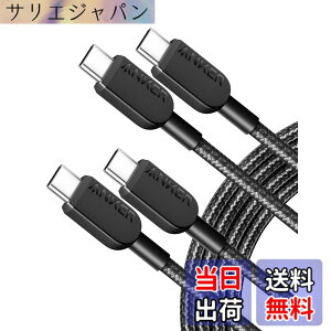 �y���������z�y2�{�Z�b�g�zAnker 310 ���ϋv�i�C���� USB-C & USB-C�P�[�u�� 60W USB PD�Ή� iPhone 16 / 15 / MacBook Pro iPad Pro iPad Air 5 Galaxy S25 Pixel LG ���Ή� (1.8m �u���b�N)