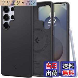 �y���������zSpigen Galaxy S25 Ultra �P�[�X Magfit�Ή� �V���R�� �ϏՌ� �y�� ���^�Ή� TPU �V���R���t�B�b�g�E�}�O�t�B�b�g ACS09017 (�u���b�N)