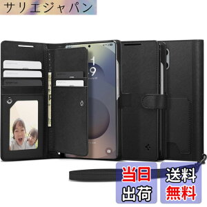 �y���������zSpigen Galaxy S25 Ultra �P�[�X �蒠�^ �ϏՌ� �ČRMIL�K�i�擾 ���X�g���b�v�t�� �J�[�h���[ �σL�Y �����v �Ռ��z�� �E�H���b�gS ACS09124 (�u���b�N)
