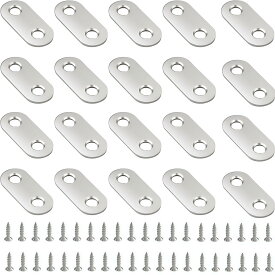 【送料無料】ジョイント金具 （20個入り） 棚受け金具 連結金具 L字型直角 固定ブラケット 修理プレート ステー ステンレススチール製 家具の固定板 送る40本のネジ 色：銀色、サイズ：4.6 cmx1.6 cmx1.8 mm