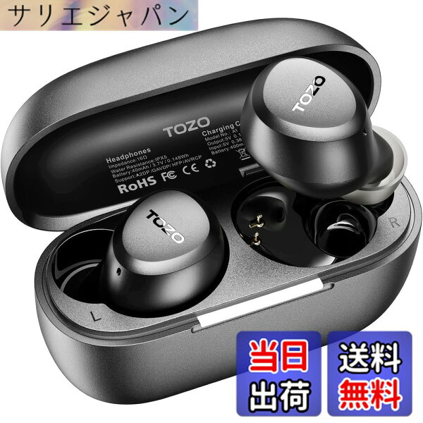 【送料無料】TOZO A1 イヤホン bluetooth ワイヤレスイヤホン 中低音域 暖色系音質 小型軽量 マイク内蔵 AI 通話時ノイズリダクション カスタムEQ アプリ対応 防水 最大約32時間の連続再生 ぶるーとゅーす イヤフォン USB-C 急速充電 カナル 色：ブラック、サイズ：mini