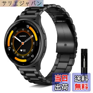 �y���������z[KeeFos] 22mm �o���h Garmin Venu 4 45mm/Venu 3 45mm/2/Forerunner 570 47mm/265/255/Vivoactive 4/Active�Ή� �����x���g���� �X�e�����X �����ȒP �����������t�� �����o���h �F�F�u���b�N�A�T�C�Y�F22