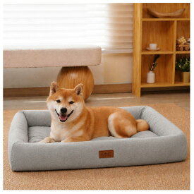 【送料無料】EMME 3D犬用ベッド 防水全週ウレタンペットクッション掃除しやすい ペットソファー ペットベッド 洗える 中綿無し 高反発 高齢犬 子犬 猫 多頭飼い 取り外せるカバー 滑り止め オールシーズン ペット用ベッド小型犬 中 色：グレー、サイズ：M（掃除やすい）