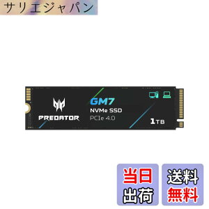 �y���������zAcer Predator M.2 SSD GM7 NVMe2.0 2280 PCIe Gen4x4 ������(�ő�ǂݎ��F7400MB/s�A�ő发�����݁F6500MB/s) ����SSD ���ϋv 3D NAND TLC PS5/PS5 Pro����m�F�ς� ���[�J�[5�N �T�C�Y�F1TB