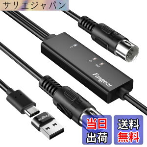 �y���������zFasgear USB-C MIDI�P�[�u�� 1.8m MIDI to USB �ϊ��A�_�v�^�[ �o���� ���o�� �Ή� ���y�L�[�{�[�h �d�q�s�A�m PC Mac iPad iPhone Android Windows macOS iOS �Ή� �t��USB-A�A�_�v�^�[ �F�F�u���b�N///�z
