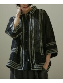 【WEB限定】コットンネット刺繍シャツ/24SS SALON adam et rope' サロン アダム エ ロペ トップス シャツ・ブラウス ブラック ホワイト【送料無料】[Rakuten Fashion]