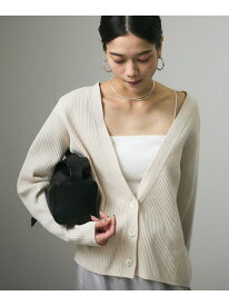 Vネックカーディガン-CreamyCotton /クリーミーコットン- SALON adam et rope' サロン アダム エ ロペ トップス カーディガン ブラック グリーン ホワイト【送料無料】[Rakuten Fashion]