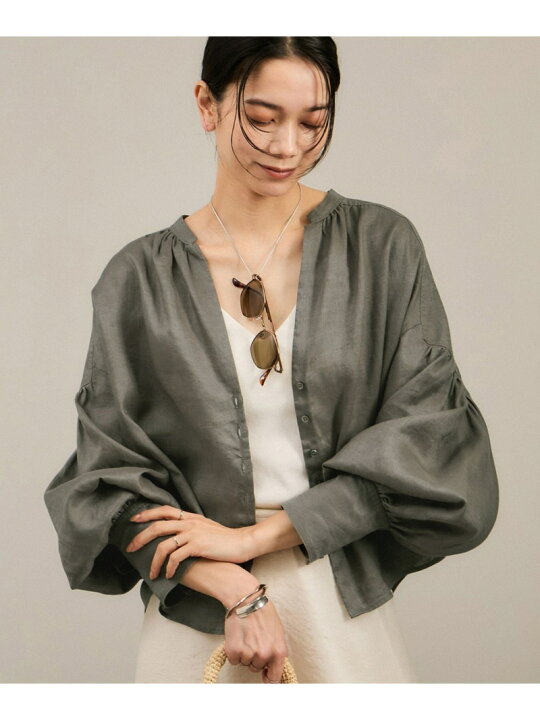 楽天市場】リネンスキッパーギャザーブラウス / [GENTLE LINEN] SALON 