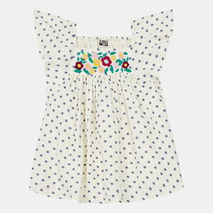 SALE BONTON ボントン 春夏  女の子ブラウス 水玉 お花刺繍 ドット柄 ガーゼ素材ブラウス ノースリーブ