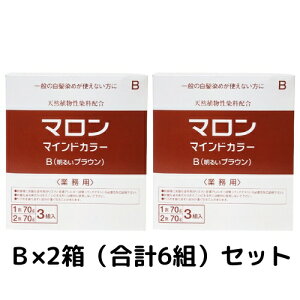 【×2箱】マロン マインドカラー B(明るいブラウン)【業務用1剤・2剤 各70g×6組】ノンジアミン 白髪染め 低刺激 サロン専売品 天然植物性染料配合 一般の白髪染めを使えない方に 送料無料