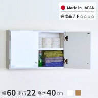 鏡面扉 吊り戸棚 幅60S(奥行22) 日本製 完成品 送料無料 光沢仕上げ 薄型 壁面収納 トイレ収納 ランドリ…
