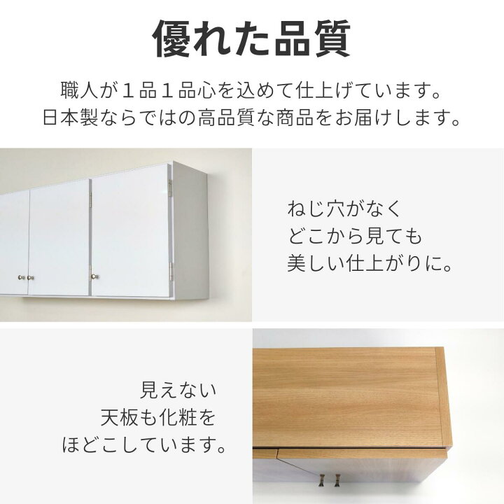 楽天市場】鏡面扉 吊り戸棚 幅60S(奥行22) 完成品 日本製 送料無料 