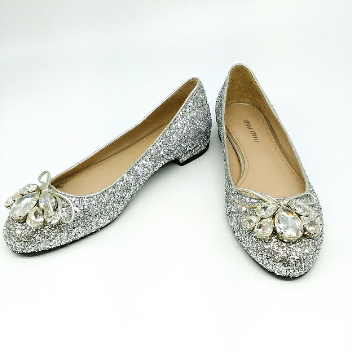 楽天市場】新品同様【今だけセール！】miumiu ビジュー付き ラメ  