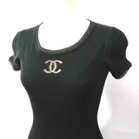 超可愛い!! 【ココマーク】 リブニット ワンピース レア物【未使用品】セクシー 超希少シャネル CHANEL コットン シルク ココマーク リブニット ワンピース エレガント レア物 稀少品