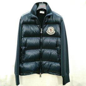 【新品】【今だけ値下げセール】おしゃれ!! 可愛い!!エレガント!!【モンクレール】【レア物】みんなからの注目!!【MONCLER】セレブな希少品のダウン×ニットブルゾン【濃紺】【コン】【入手困難品】早い者勝ち!!濃紺【当店スタッフがパリより買い付け丁寧に日本へ!!】