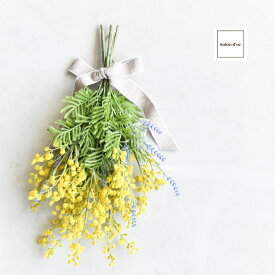 【楽天1位】 ミモザとラベンダーのスワッグ 枯れない 高級 高品質 造花 44cm スワッグ 春 ミモザ ラベンダー アーティフィシャルフラワー インテリア 廊下 カフェ ギフト プレゼント 壁掛け 玄関 ドア 【売れ筋】