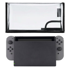 PlayVital Nintendo Switch & Switch有機elモデルに対応用ナイロン製ダストカバー、柔らかくてきれいなダストカバー、傷と水を防ぐカバースリーブ【クリア&ブラックトリム】