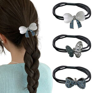 3本 セット ヘアゴム おしゃれ 大人,BetterJonny 飾りつきヘアゴム 髪飾り 髪ゴム かわいい シンプル 輪ゴム 可愛い ヘアアクセサリー ファクション韓国風 簡約 上品 小物 金属 蝶 ビジュー