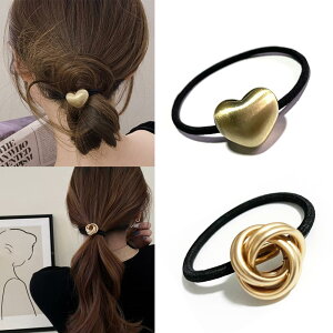 Fuyunohi ヘアゴム おしゃれ 大人 ヘアアクセサリー 黒 飾りつきヘアゴム かわいい 2本セット金属 シンプル 輪ゴム 髪飾り ヘアゴム お団子 おしゃれ 髪ゴム 黒 髪ゴム ファクション 韓国風 上