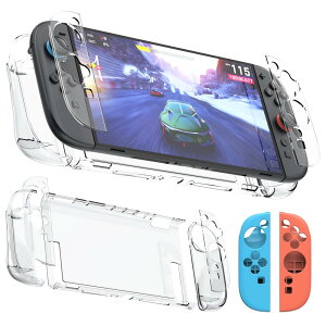 Switch2対応クリアケース ドック対応 Switch 2 Joy-Con 2 カバー 保護カバー 透明 TPU+PC材質 エア・フィット 薄型 軽量 透明 超耐衝撃 指紋 気泡ゼロ 傷防止 スイッチ 2(クリスタル・クリア)