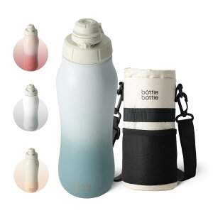 BOTTLE BOTTLE 水筒 750ml ストラップ付き ウォーターボトル 洗いやすい 持ちやすい 0.75L スポーツボトル 保温保冷 魔法瓶 水筒ホルダー付き グレーグリーン2