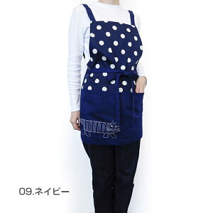 〈SALE〉【LISA LARSON】リサ ラーソンドットとマイキー前結び クロス エプロン〈1点までメール便OK〉北欧 かわいい 猫 日本製