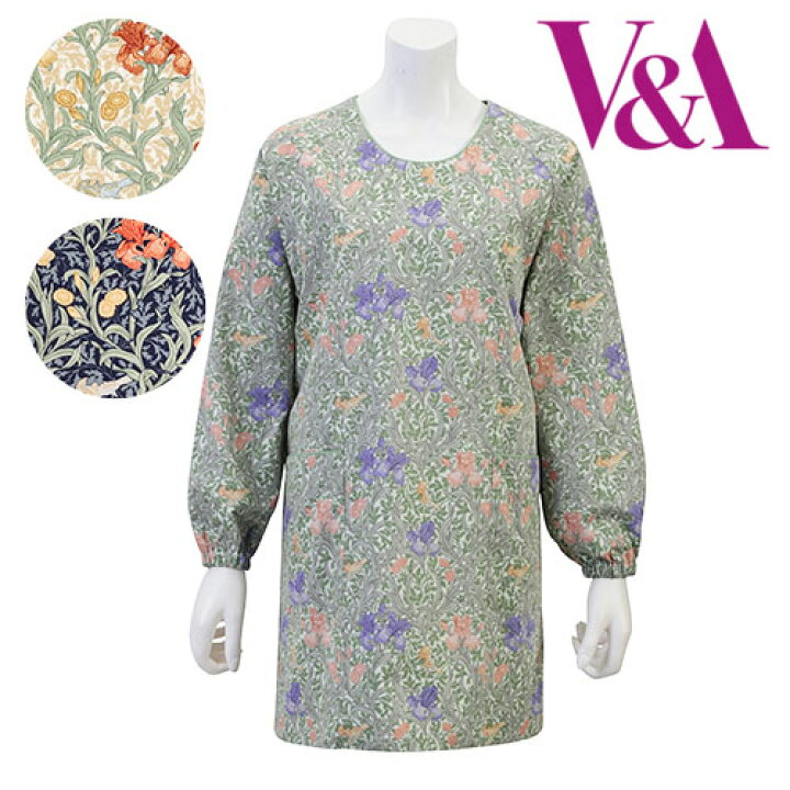 ☆割烹着・アイリス | ヴィクトリア&アルバート博物館/ヴィクトリア&アルバート ハクブツカン | 三越伊勢丹オンラインストア・通販【公式】 百貨店 販売 ブランドエプロン V＆A ヴィクトリア アンド アルバート アイリス おしゃれ 割烹着12633 (ネイビー)