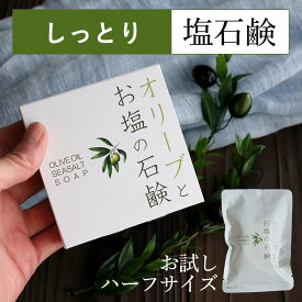 送料無料 お試し 洗顔石鹸 無添加 天然オリーブ油と瀬戸内産海塩で作られた [オリーブとお塩の石鹸] 固形 せっけん 日本製 しっとり うるおい 保湿 乾燥肌 敏感肌 低刺激 無香料 泡立てネット付 送料無料