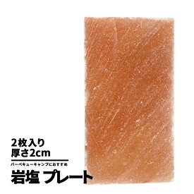 【送料無料・食用】2枚入り 岩塩プレート 15cm*8cm*2cm/厚め/ソルティースマイル/バーベキュー/キャンプにおすすめ/保存用ラミシップ付き