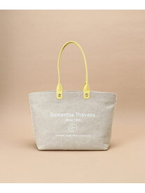 【SALE／50%OFF】ロゴ刺繍リネントートバッグ 大サイズ Samantha Thavasa サマンサタバサ バッグ トートバッグ ブラック イエロー ブルー【RBA_E】【送料無料】[Rakuten Fashion]