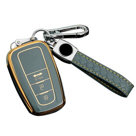 キーケース トヨタ用 スマートキーケース キーカバー キーホルダー TPU 3ボタン トヨタ専用設計 TOYOTA C-HR プリウス 50系 キーカバー 新型 カローラ RAV4 50系 等に適用 (ブルー)