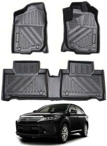フロアマット トヨタ ハリアー 60系 対応 カーマット HARRIER ASU/AVU/ZSU6# H25.12〜R2.5 専用設計 1-2列目マット TPE素材 防水 滑り 防止 耐汚れ 取付簡単 内装 カスタムパーツ アクセサリー カー用品 (