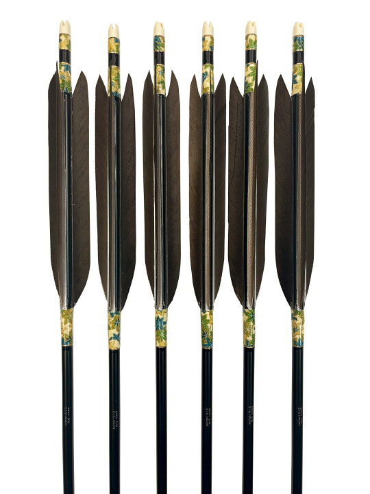 楽天市場】弓道 矢 黒手羽 1913 シャフト 6本組 黒・茶シャフト （ハギ 
