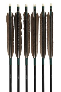 黒手羽 2015シャフト 6本組 (ハギ糸 白・黒・11(赤系)・54(緑系)・290(青系))(シャフトカラー: 黒・茶 ) 直径8.0mm 推奨弓力 13〜18kg 商品番号 D-1781 弓道 矢 山武弓具店 送料無料