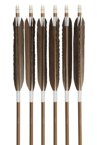黒手羽 2015シャフト 6本組 (ハギ糸 白・黒・11(赤系)・54(緑系)・290(青系))(シャフトカラー: 黒・茶 ) 直径8.0mm 推奨弓力 13〜18kg 商品番号 D-1781 弓道 矢 山武弓具店 送料無料
