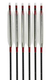 遠的矢 白グースナタ WENEW 65-15 6本組 ブラック（綾織カーボンクロス柄）シャフト WENEW6515 ハギ糸 白・11(赤系）・290（青系） 弓道 矢 商品番号 D-1777 山武弓具店 送料無料