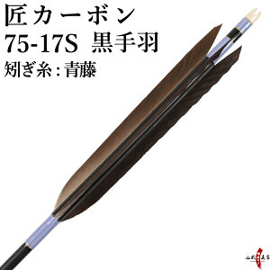 弓道 矢 黒手羽 匠カーボン カーボン マットブラック 艶消し 黒 ハギ糸:青藤 6本組 75-17S 推奨弓力 13kg以下 商品番号D-1757 山武弓具店 送料無料