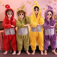 パジャマ テレタビーズ 子供 ワンピース パジャマ 冬かわいい 漫画家庭服冬厚い珊瑚フリース 着ぐるみパ…