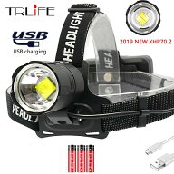 100000LM 超高輝度 XHP70.2 USB 充電式 LED ヘッドランプ XHP70 ヘッドライト狩猟サイクリングランテル送…