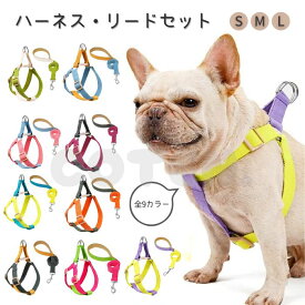 【お買い物マラソン 10%OFF】犬 ハーネス リード セット 小型犬 中型犬 大型犬 胴輪 おしゃれ 可愛い カラフル ハーネスリード ダブルリング 丈夫 2点セット ペット COTEN