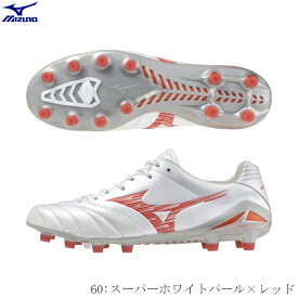 【10%OFFクーポン配布中】MIZUNO ミズノ サッカースパイク　ミズノフットボール特約店限定　MONARCIDA NEO3 ELITE　モナルシーダ　ネオ3　エリート　天然芝・土・人工芝のグランド用　固定式　スーパーホワイトパール×レッド　p1ga242060　2403ai【CP240650】