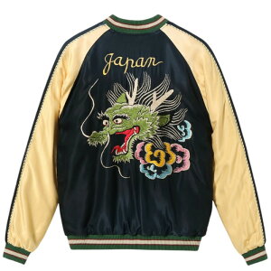 �y TAILOR TOYO �z�e�[���[���m �X�[�x�j�A�W���P�b�g �X�J�W���� TT15683-119 Early 1950s Style Acetate Souvenir Jacket DRAGON HEAD × EAGLE (AGING MODEL) �A�E�^�[ �u���b�N �u���[ �� �h �C�[�O�� �h���S�� �A���J�W