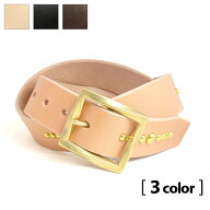 【サムライクラフト】 BL-1 レザーベルト タイプ3 ベンズレザー 真鍮スタッズ ナチュラル ブラウン ブラ…